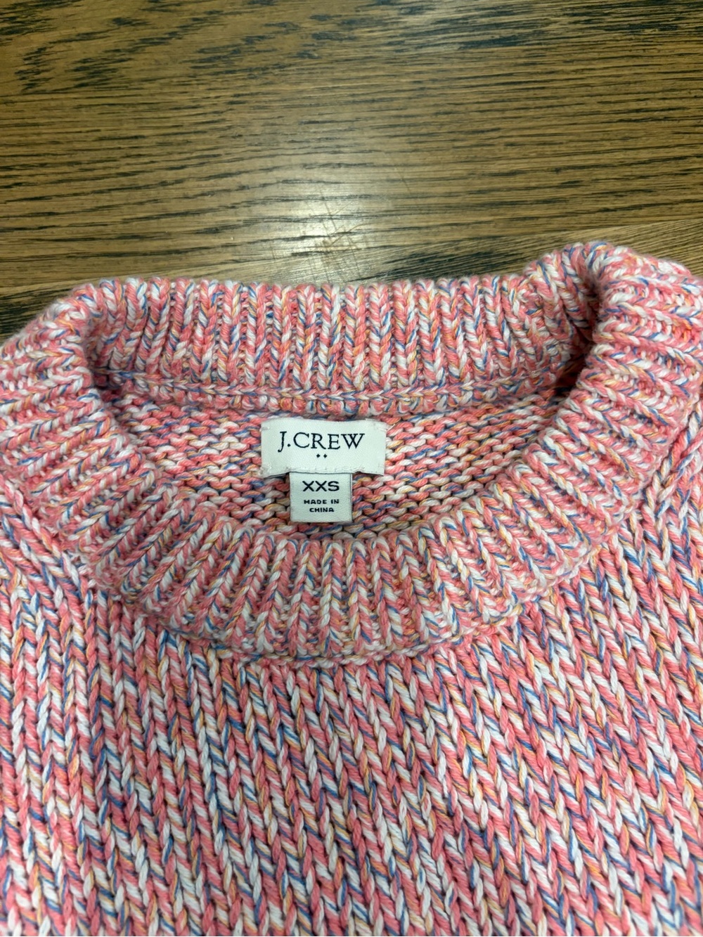 J. Crew Pink Multicolor Marled Crewneck Sweater